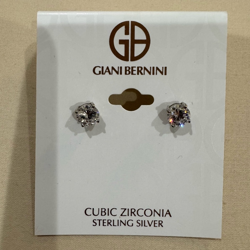 Giani Bernini Sterling Silver Cubic Zirconia Earrings NWT - Picture 2 of 5